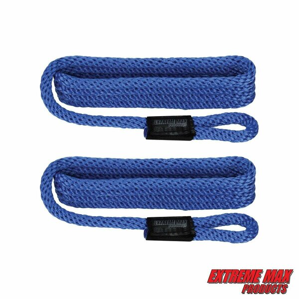 Extreme Max Extreme Max 3006.2159 BoatTector Solid Braid MFP Fender Line Value 2-Pack - 3/8" x 5', Royal Blue 3006.2159